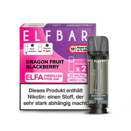 Elfbar Elfa Pod - Dragon Fruit Blackberry - Nikotinsalz Liquid 20mg (2 Stück pro Packung)