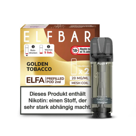 Elfbar Elfa Pod - Golden Tobacco - Nikotinsalz Liquid 20mg (2 Stück pro Packung)