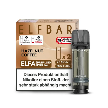 Elfbar Elfa Pod - Hazelnut Coffee - Nikotinsalz Liquid 20mg (2 Stück pro Packung)