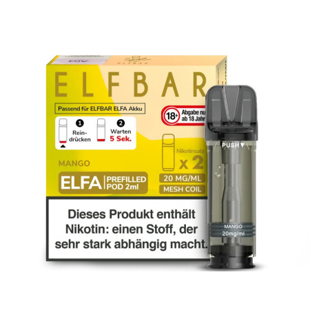 Elfbar Elfa Pod - Mango - Nikotinsalz Liquid 20mg (2 Stück pro Packung)