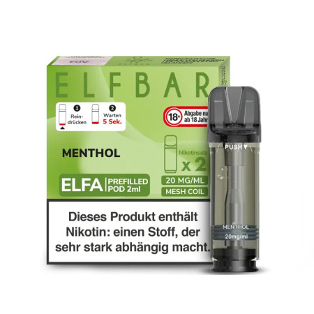 Elfbar Elfa Pod - Menthol - Nikotinsalz Liquid 20mg (2 Stück pro Packung)