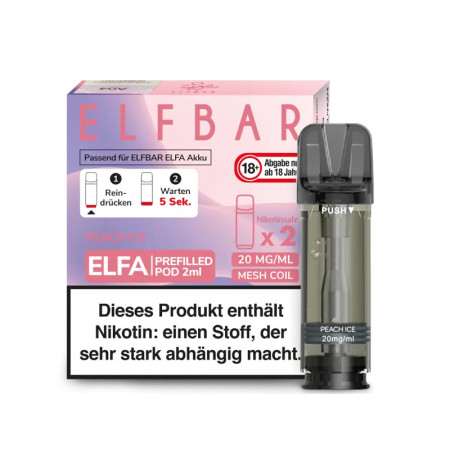 Elfbar Elfa Pod - Peach Ice - Nikotinsalz Liquid 20mg (2 Stück pro Packung)