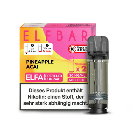 Elfbar Elfa Pod - Pineapple Acai - Nikotinsalz Liquid 20mg (2 Stück pro Packung)