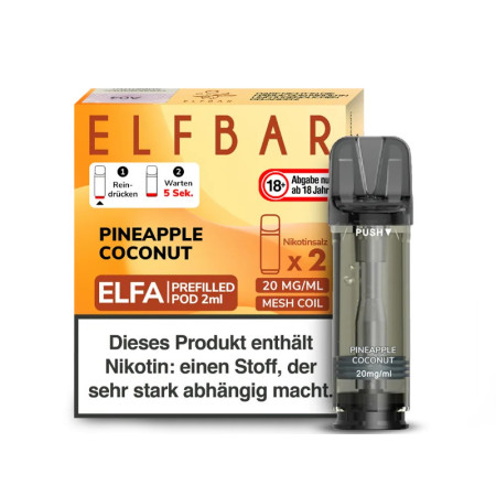 Elfbar Elfa Pod - Pineapple Coconut - Nikotinsalz Liquid 20mg (2 Stück pro Packung)