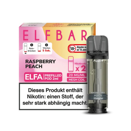 Elfbar Elfa Pod - Raspberry Peach - Nikotinsalz Liquid 20mg (2 Stück pro Packung)