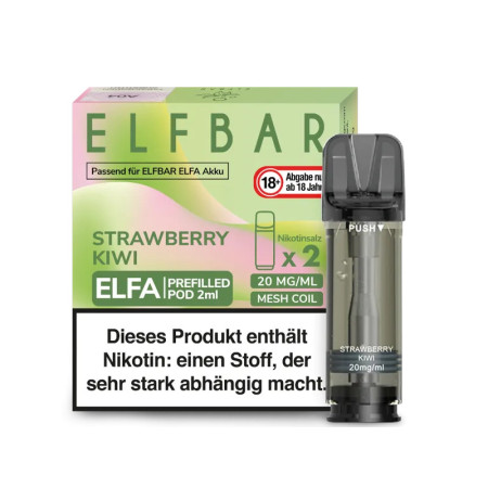 Elfbar Elfa Pod - Strawberry Kiwi - Nikotinsalz Liquid 20mg (2 Stück pro Packung)