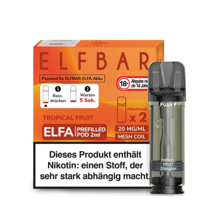 Elfbar Elfa Pod - Tropical Fruit - Nikotinsalz Liquid 20mg (2 Stück pro Packung)