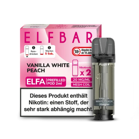 Elfbar Elfa Pod - Vanilla White Peach - Nikotinsalz Liquid 20mg (2 Stück pro Packung)