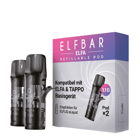 2x Elfbar Elfa Refillable Pod 1,1 Ohm